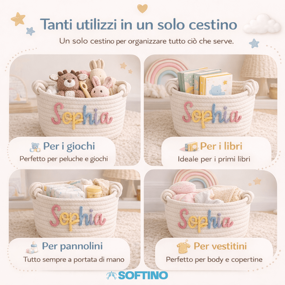 Softino® – Cestino Porta Giochi Personalizzato