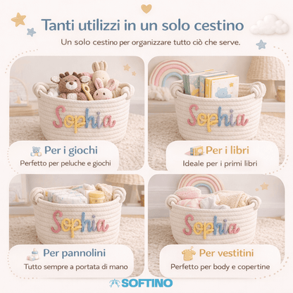 Softino® – Cestino Porta Giochi Personalizzato
