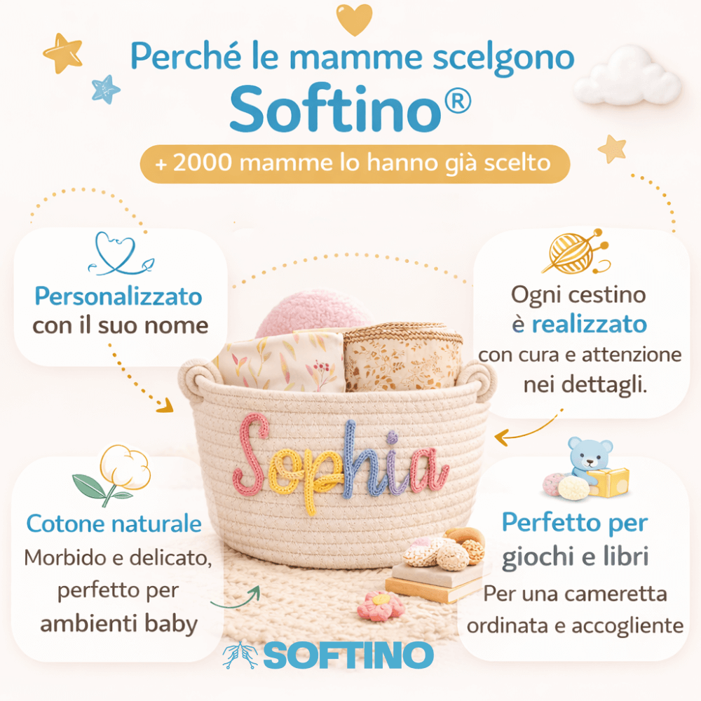 Softino® – Cestino Porta Giochi Personalizzato
